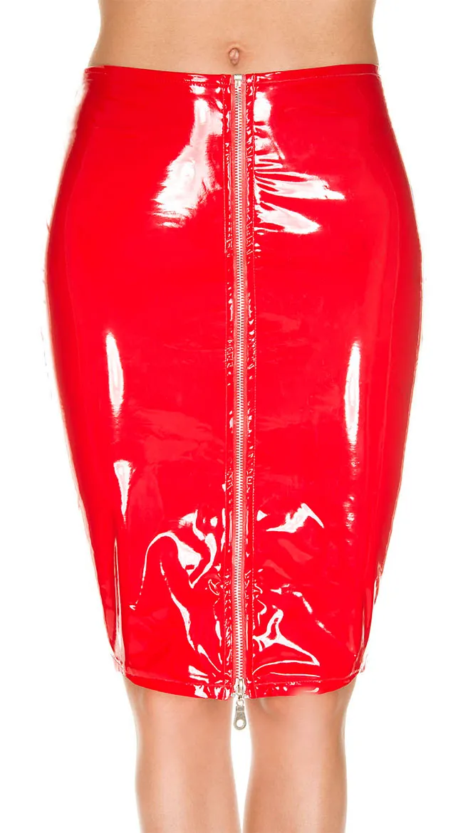 Latex Zip Up Pencil Skirt