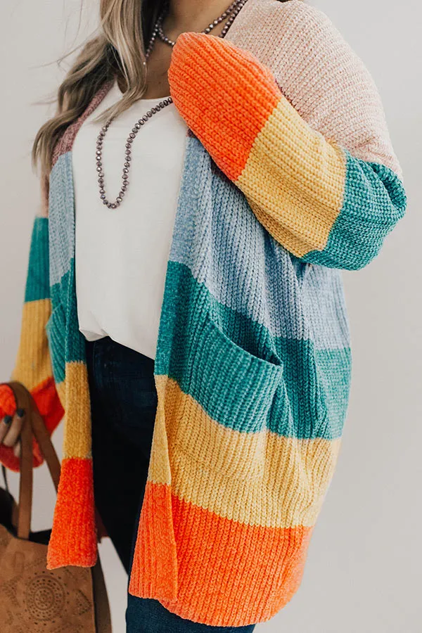 Making Magic Color Block Chenille Cardigan in Pink Curves