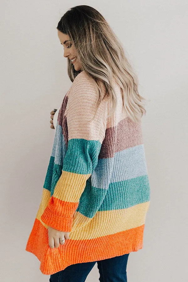 Making Magic Color Block Chenille Cardigan in Pink Curves