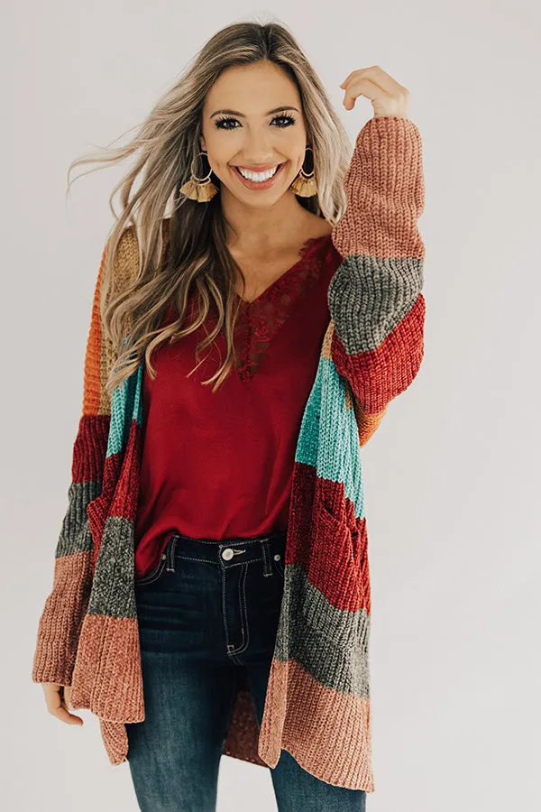 Making Magic Color Block Chenille Cardigan in Tangerine