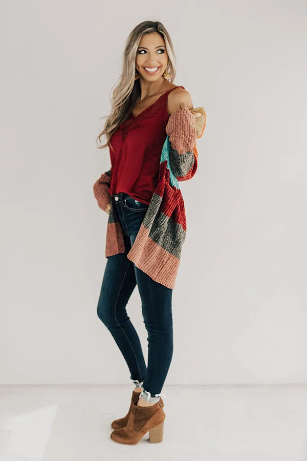 Making Magic Color Block Chenille Cardigan in Tangerine