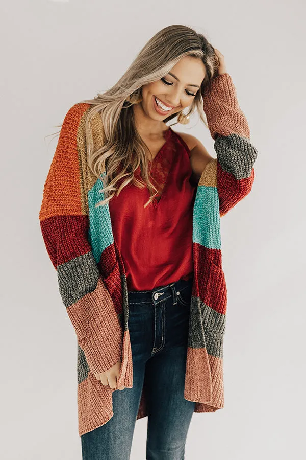Making Magic Color Block Chenille Cardigan in Tangerine