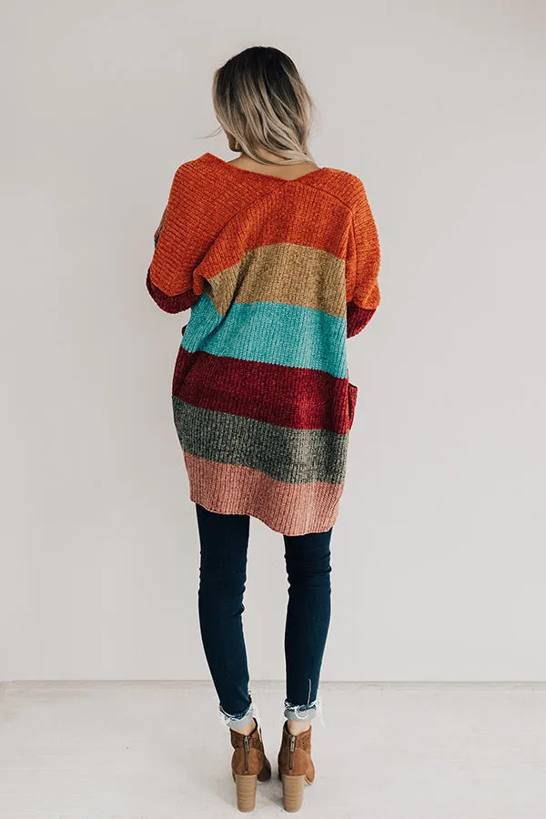Making Magic Color Block Chenille Cardigan in Tangerine