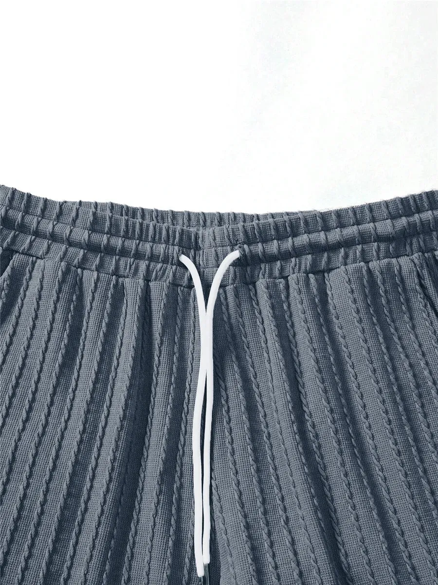 Men Two Piece corduroy set loose t-shirt and matching shorts comfy summer set