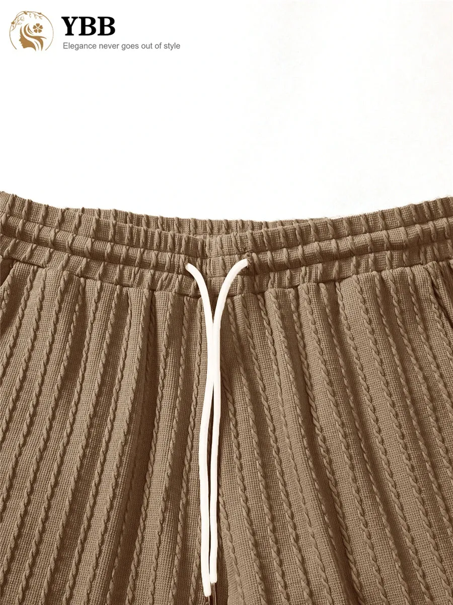 Men Two Piece corduroy set loose t-shirt and matching shorts comfy summer set