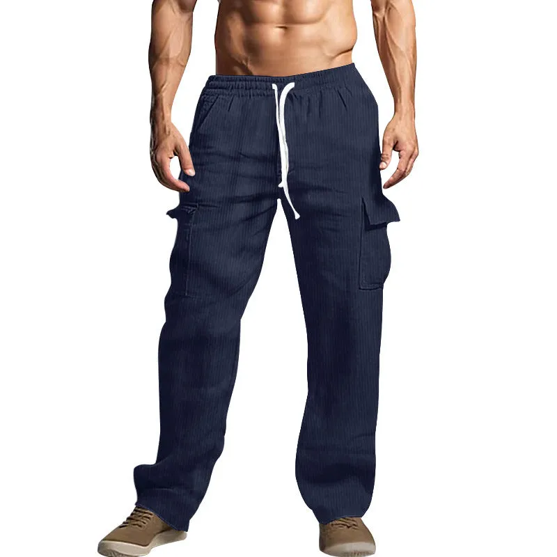 Nukty-shop Autumn and Winter Men's Casual Trousers Loose Corduroy Wide-Leg Pants