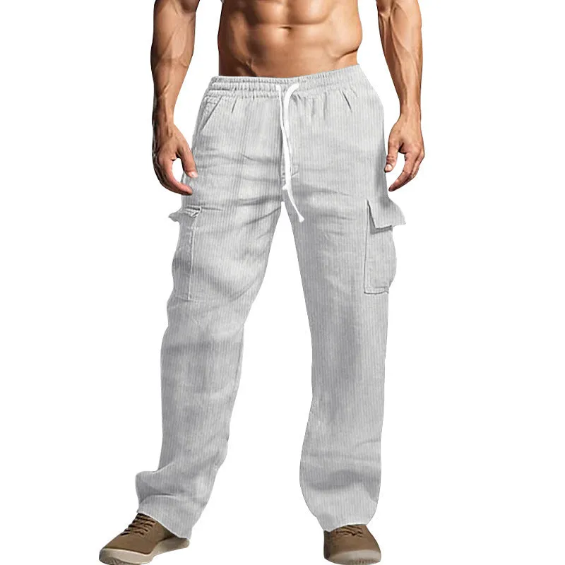 Nukty-shop Autumn and Winter Men's Casual Trousers Loose Corduroy Wide-Leg Pants
