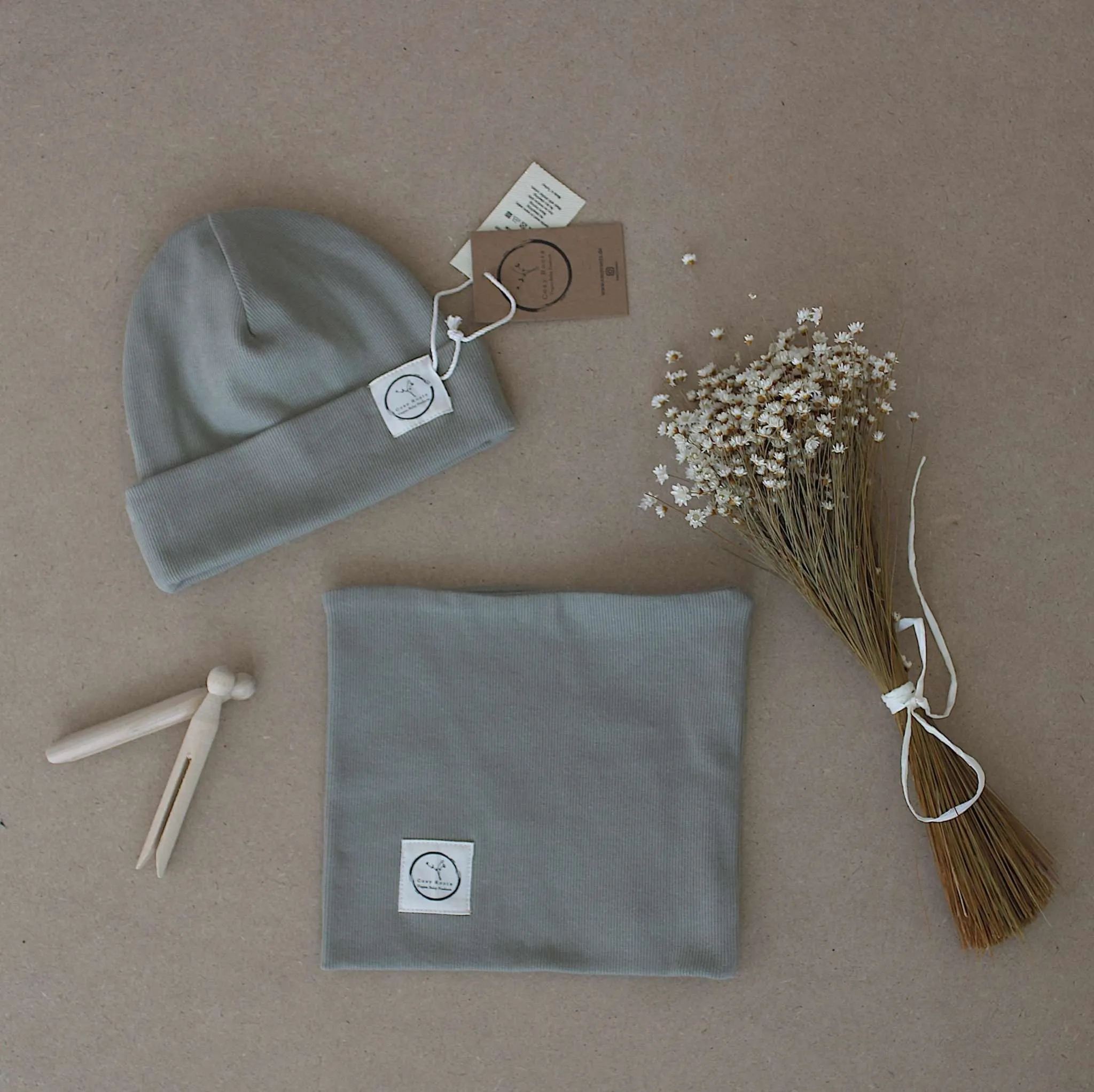 Organic Rib Scarf - Khaki