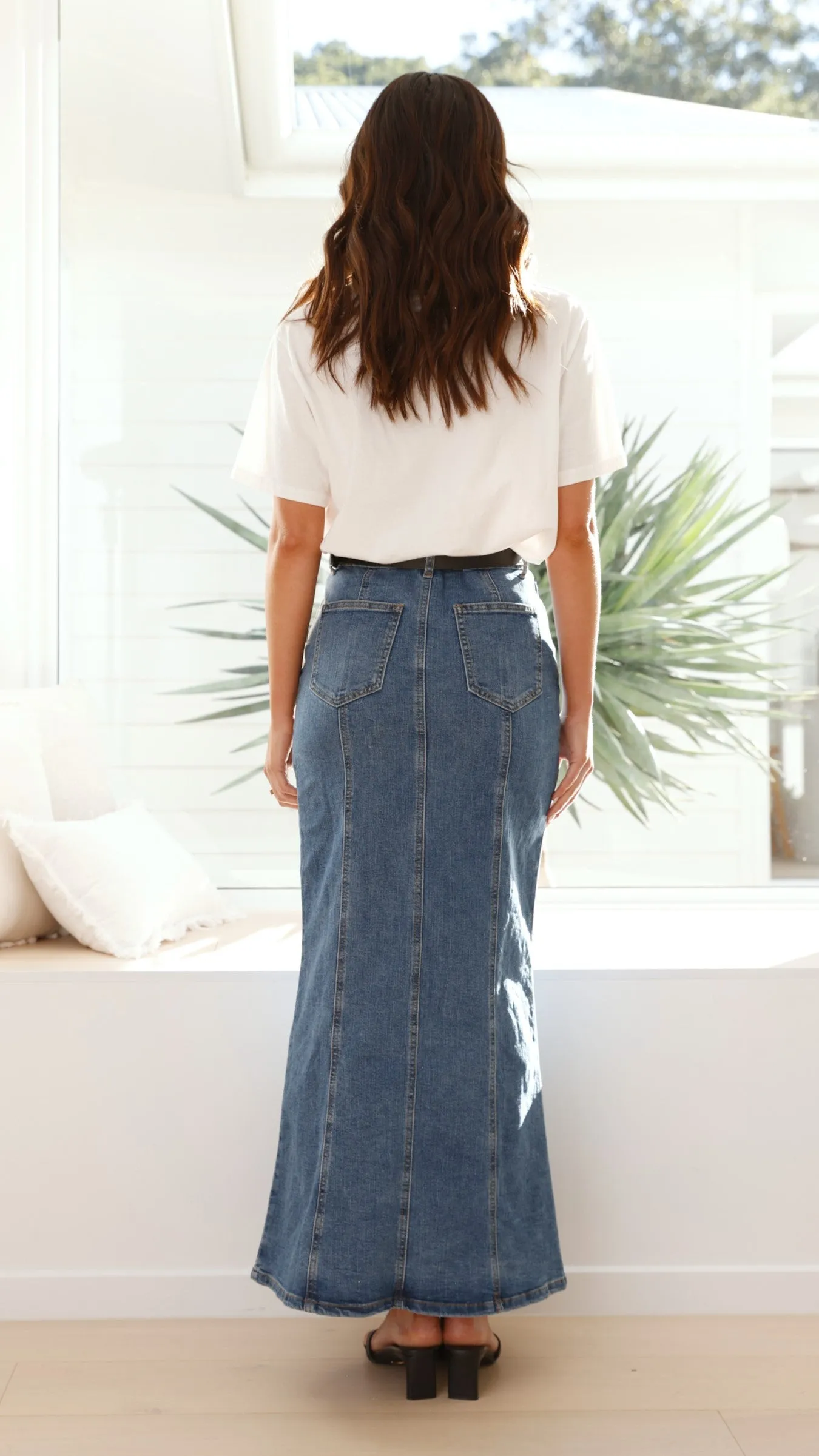 Penelope Denim Maxi Skirt - Mid Wash