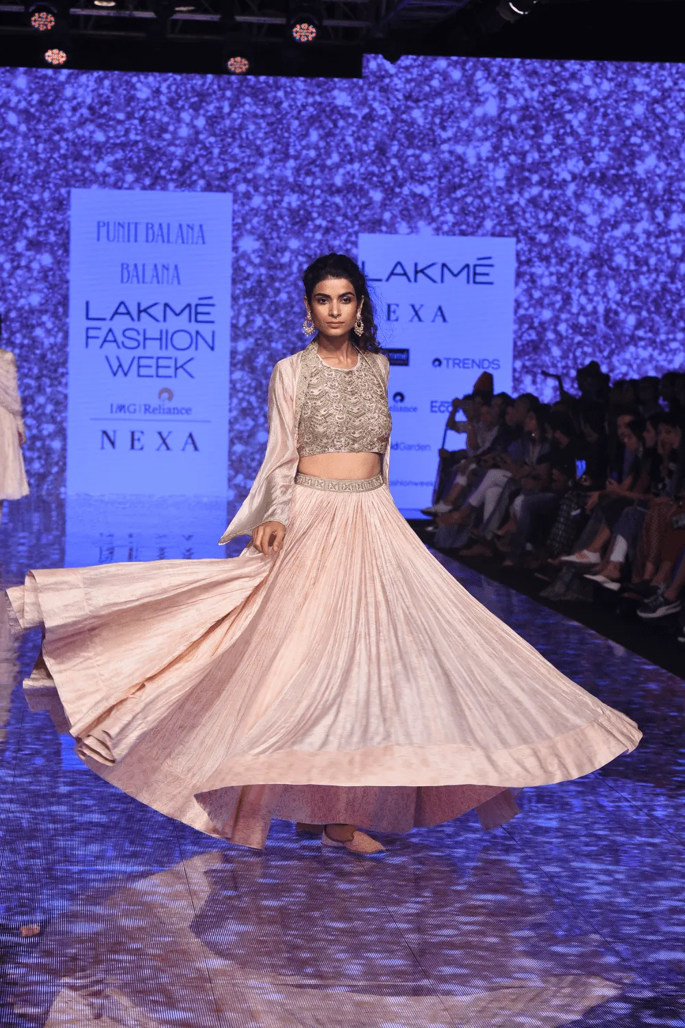 Pink Organza Cape With Skirt And Heavy Work Top