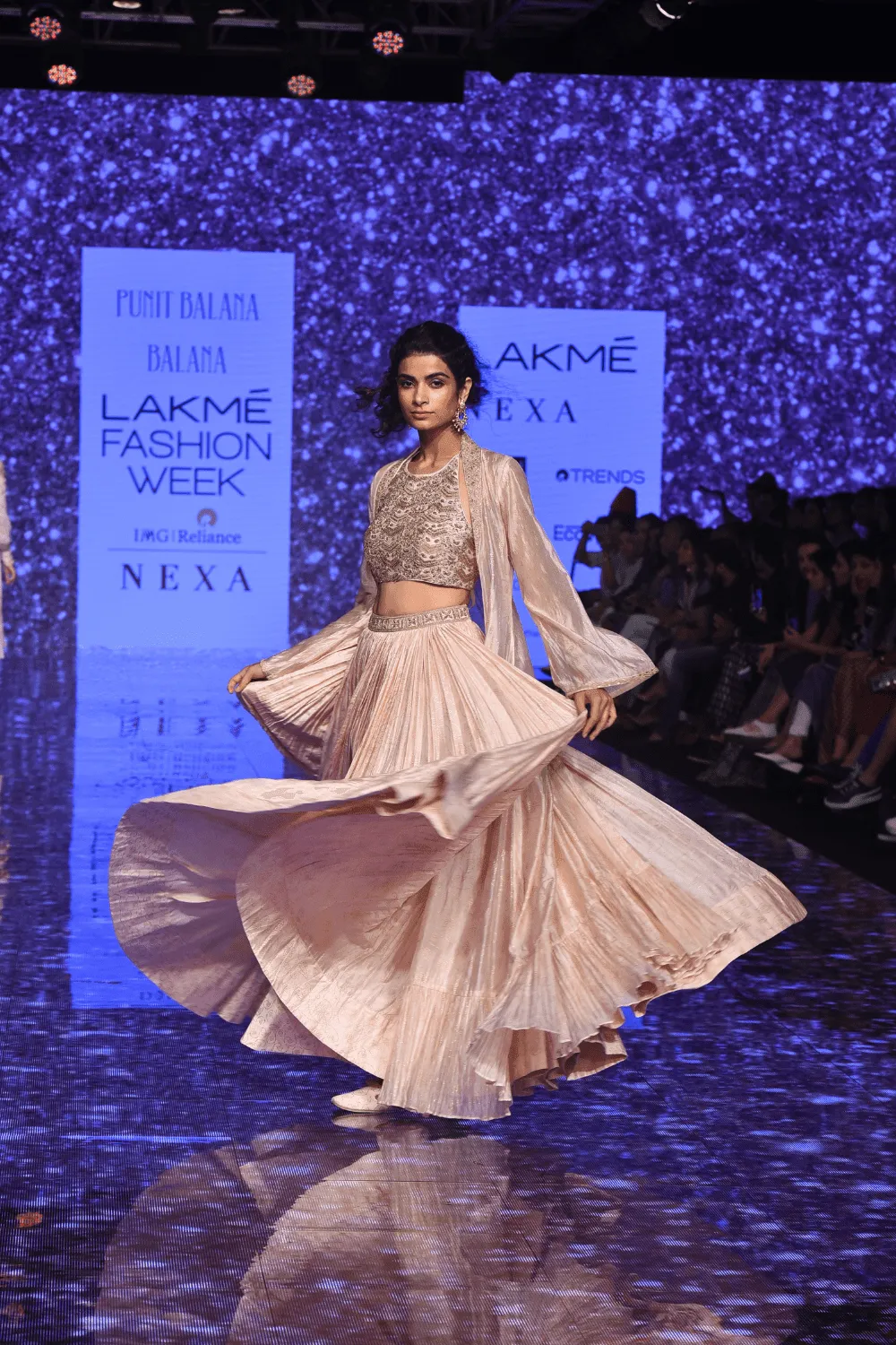 Pink Organza Cape With Skirt And Heavy Work Top