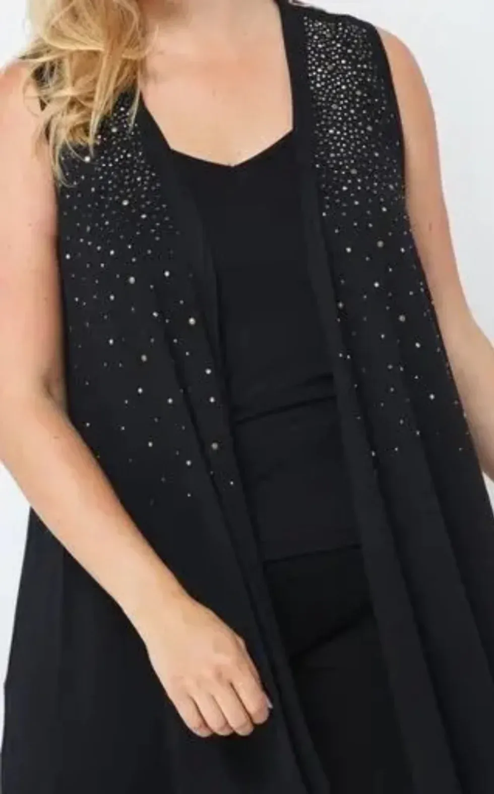 Plus Vest With Lace and Stones