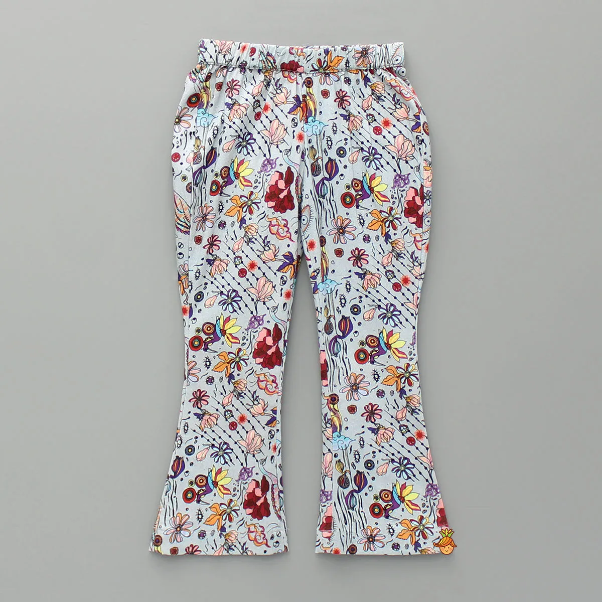 Pre Order: Printed One Shoulder Top And Embroidered Cape With Matching Pant
