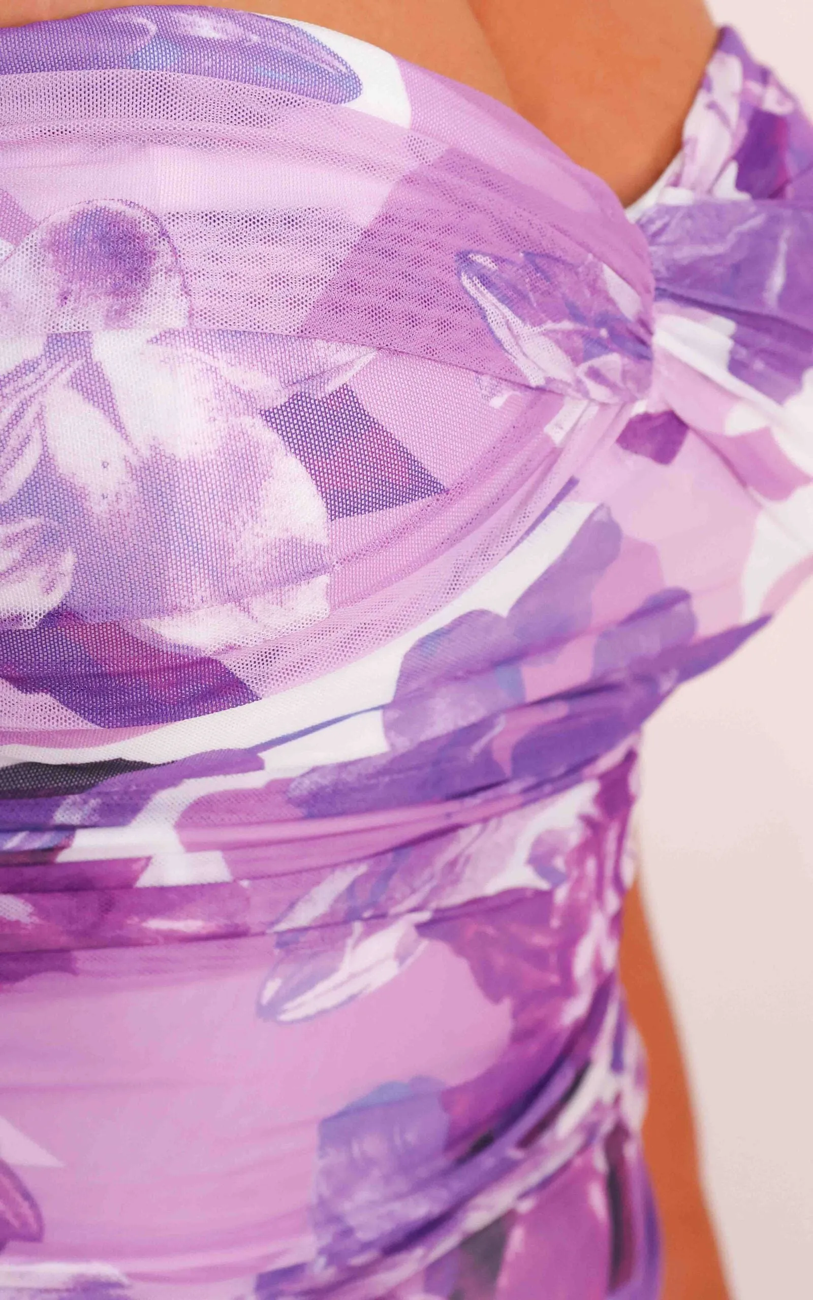 Prieto Mesh Maxi Dress - Purple Floral