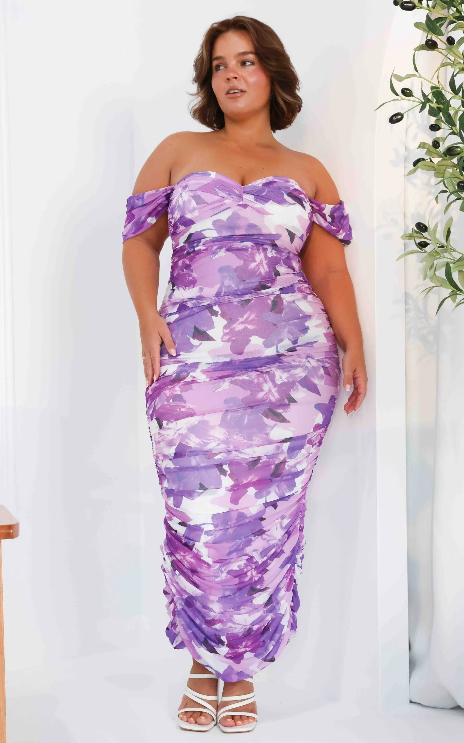 Prieto Mesh Maxi Dress - Purple Floral