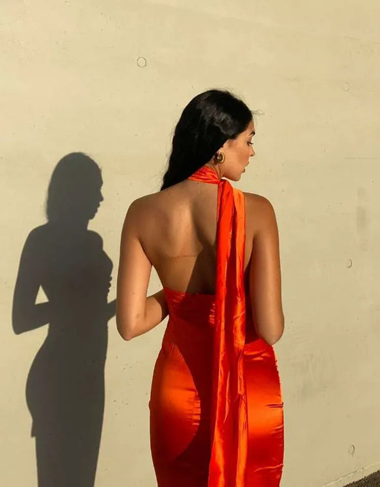 Purpdrank - Elegant Satin Backless Maxi Dress Women Gown Summer Halter Sleeveless Backless Bodycon Long Club Party Dress Vestido