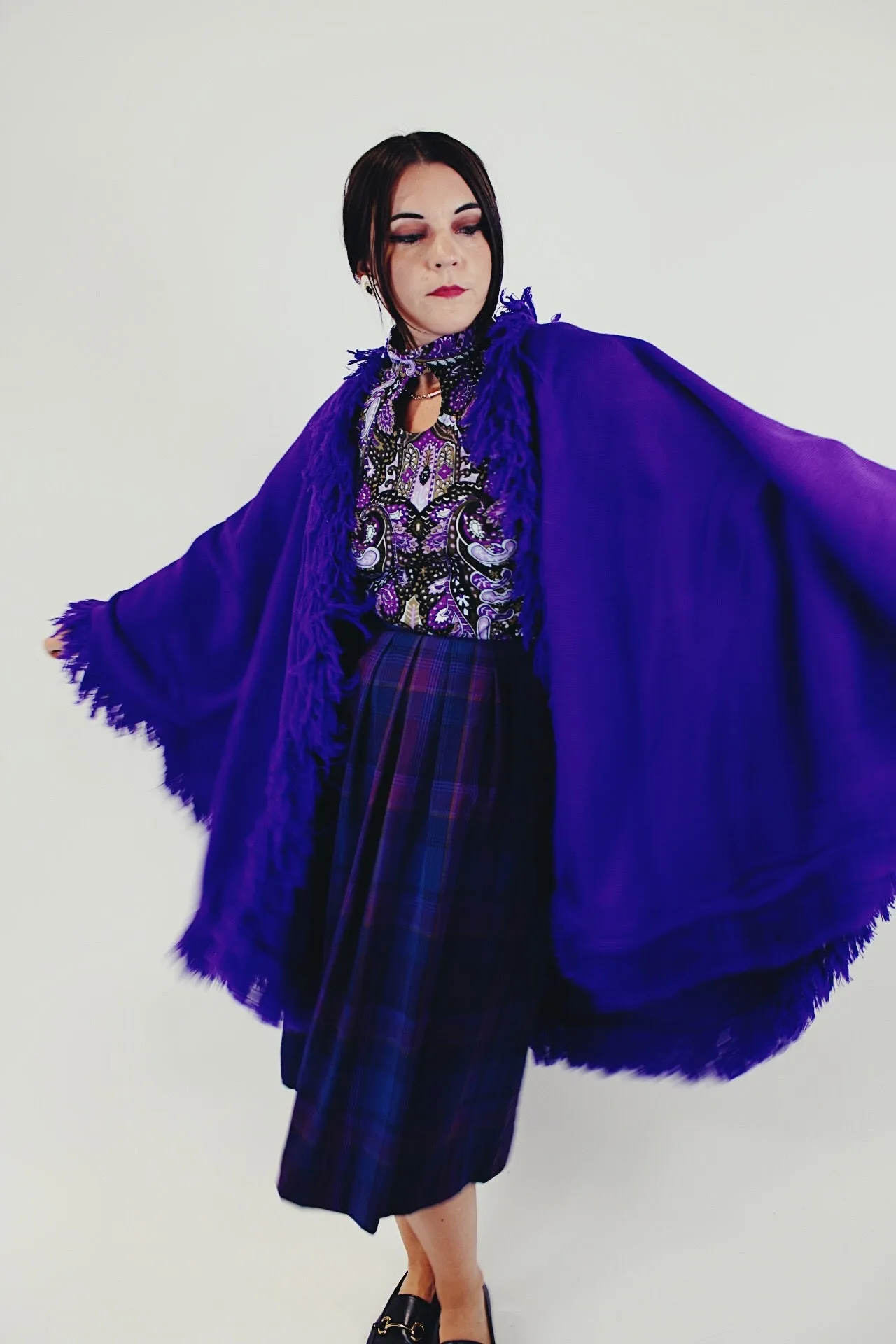 Purple Fringed Shawl