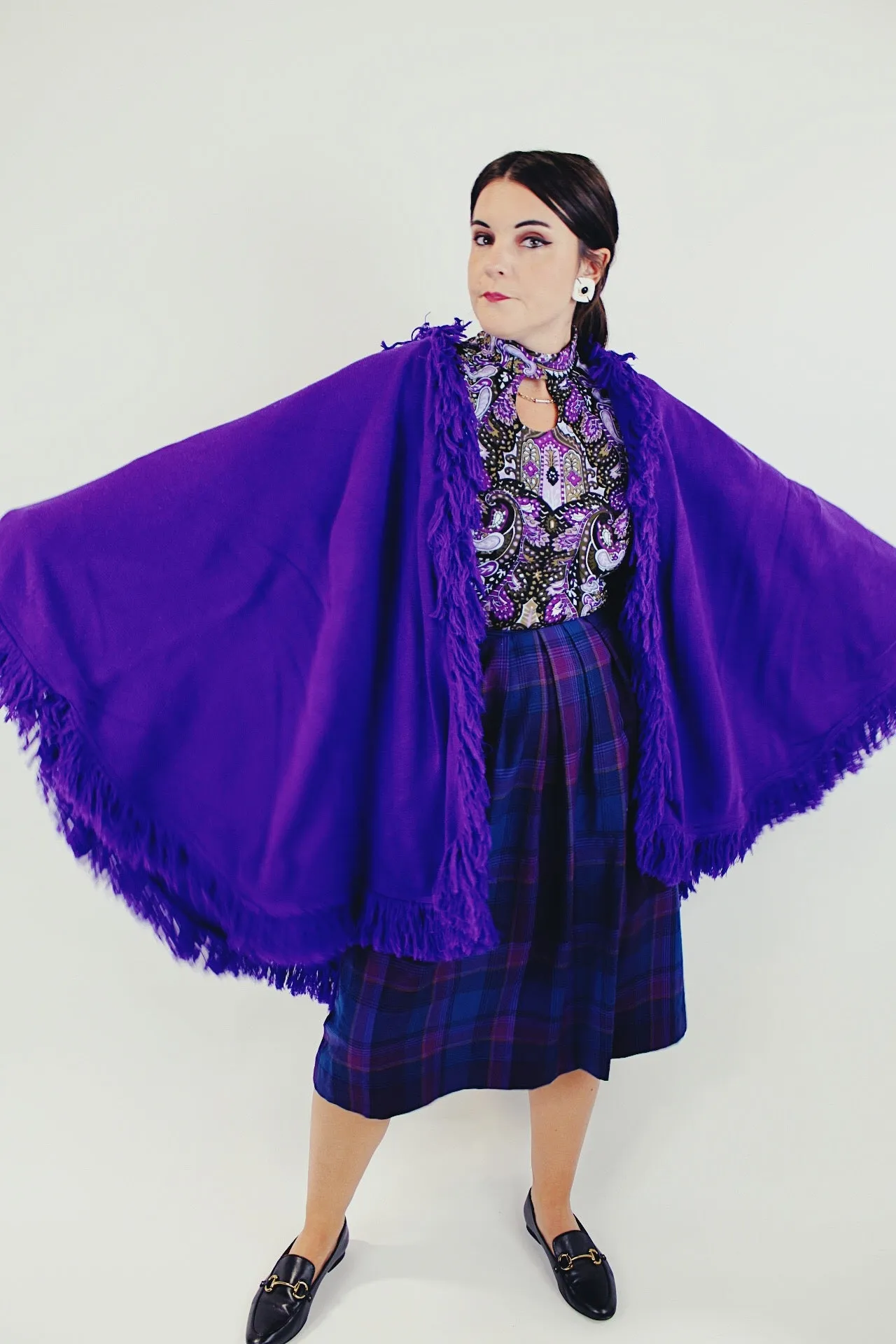 Purple Fringed Shawl