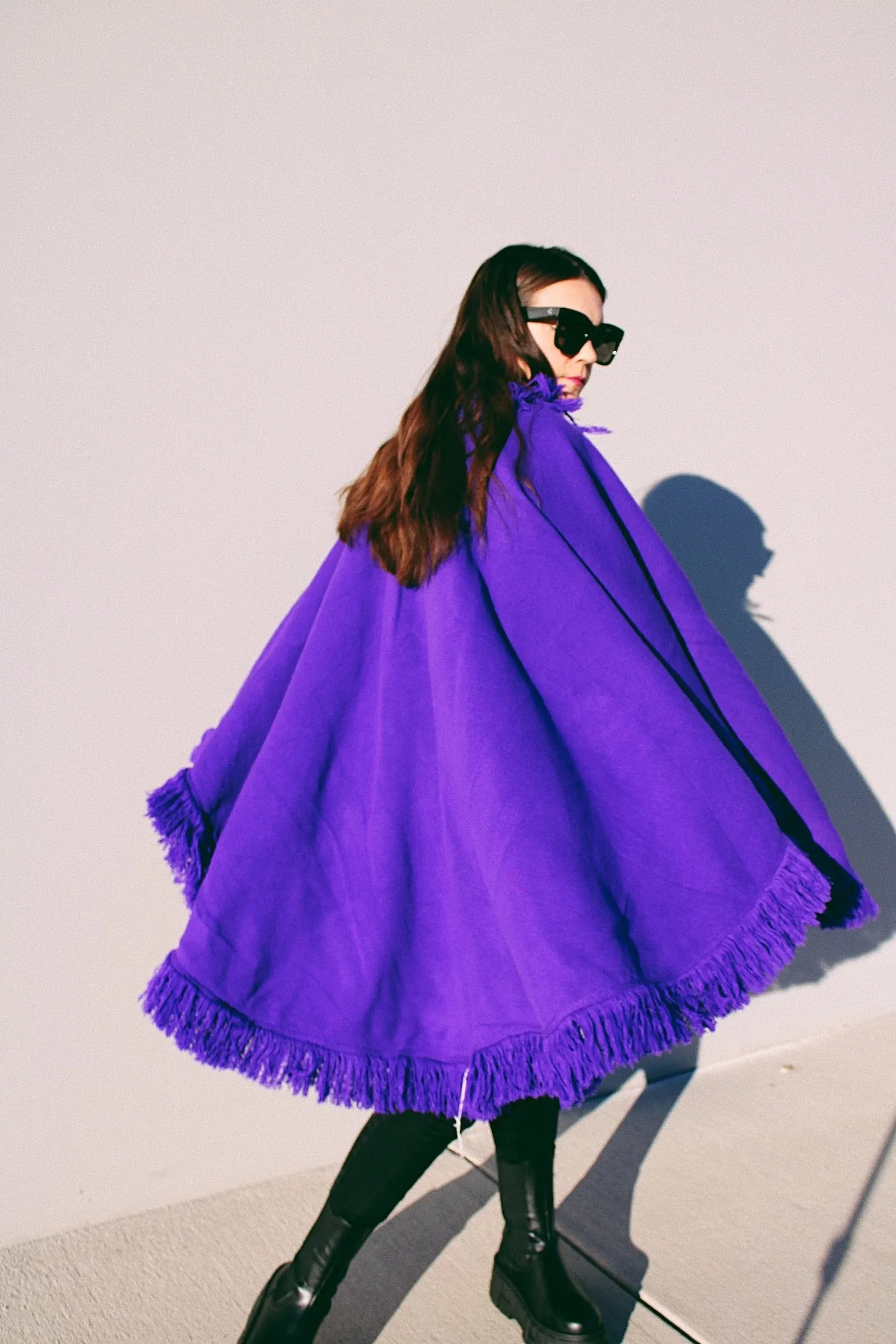Purple Fringed Shawl