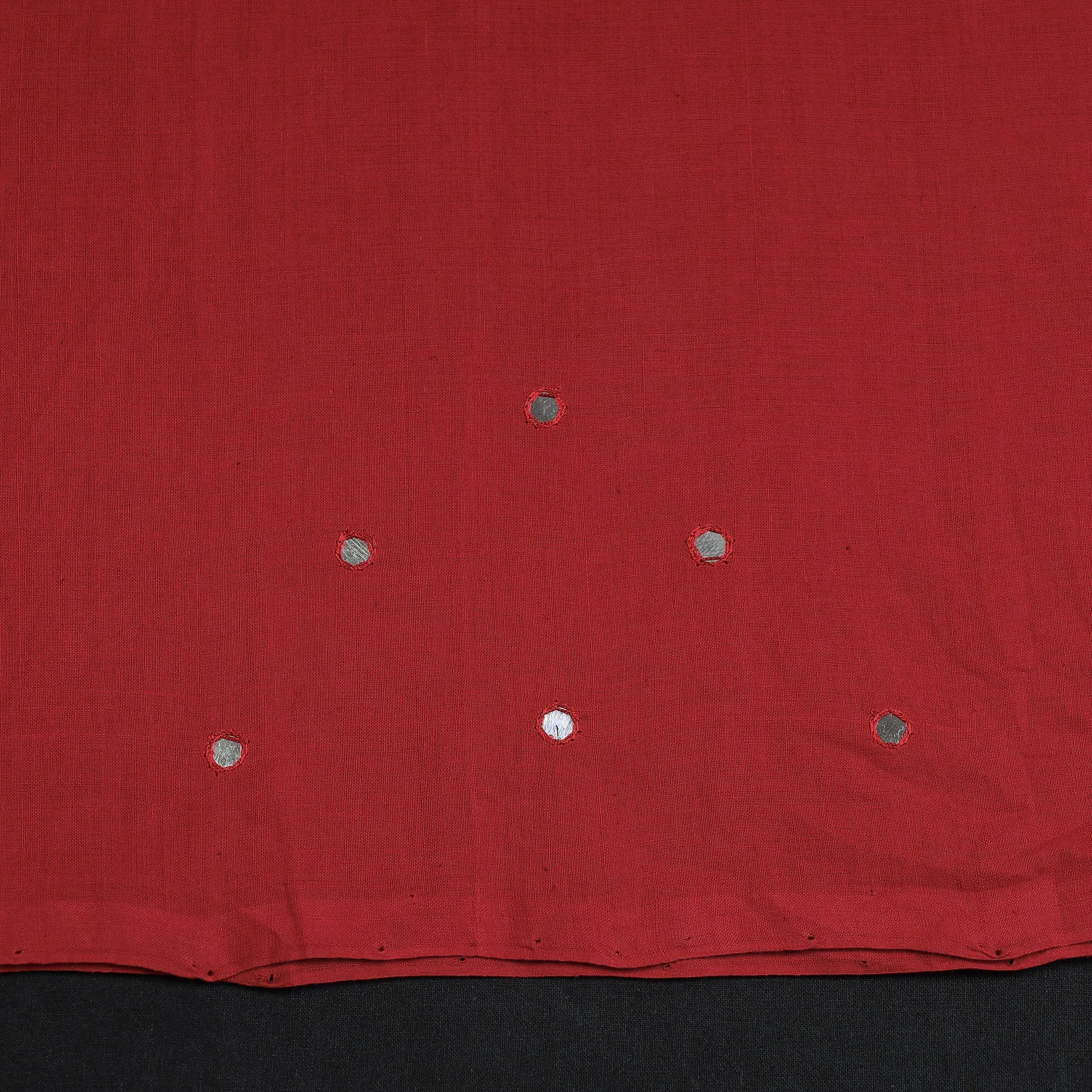 Red - Mangalagiri Cotton Sequin Work Kurta Material - 2.5 Meter