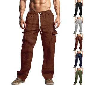 Riolio Autumn and Winter Men's Casual Trousers Loose Corduroy Wide-Leg Pants