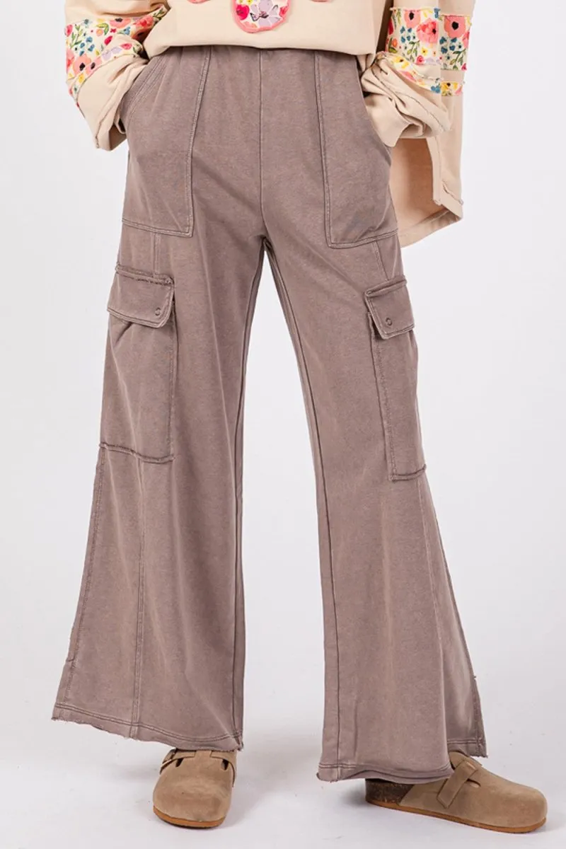 SAGE   FIG Knit Terry Mineral Wash Wide Leg Pants