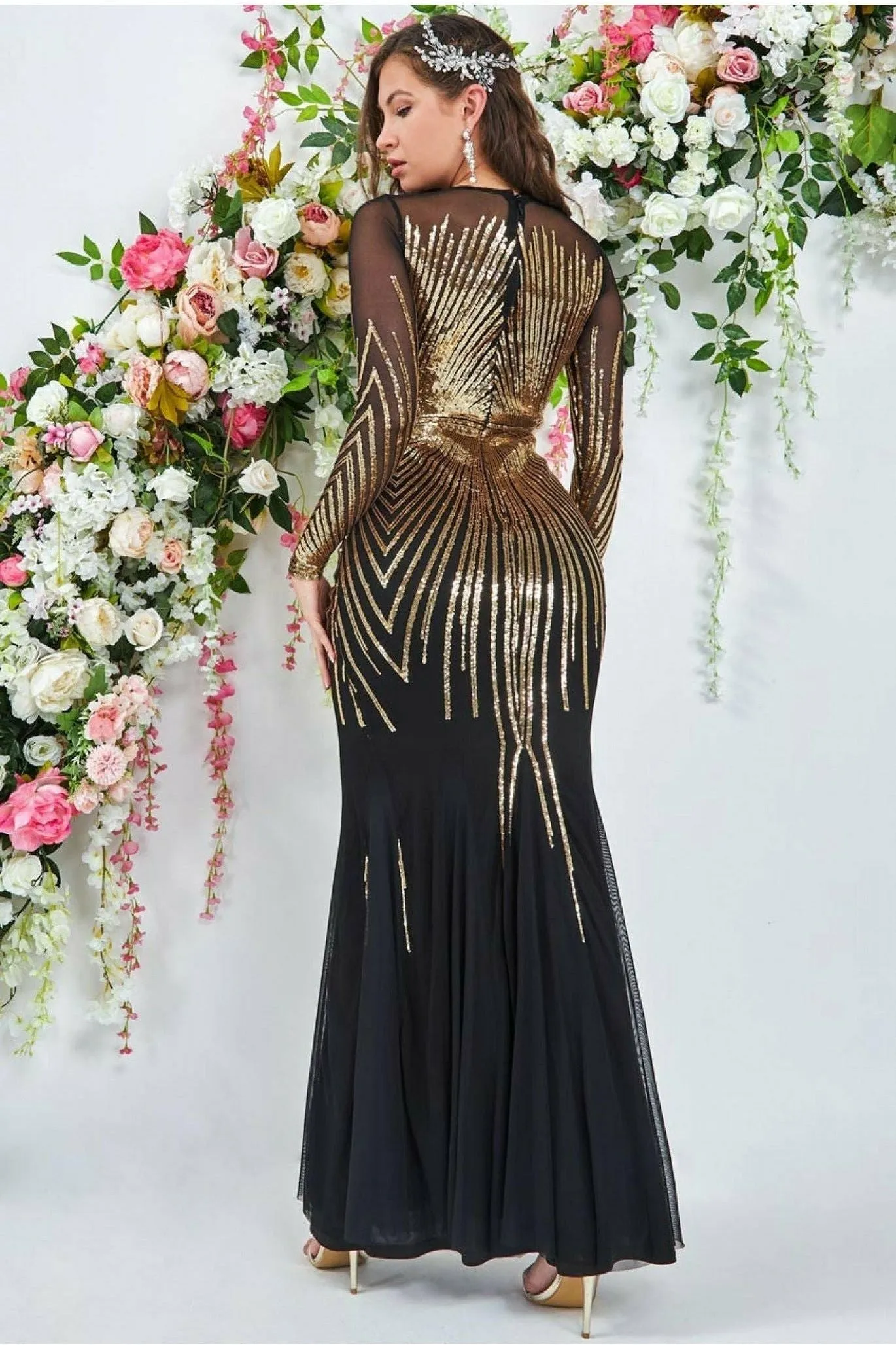 Shooting Star Sequin Maxi Dress - Gold by Goddiva