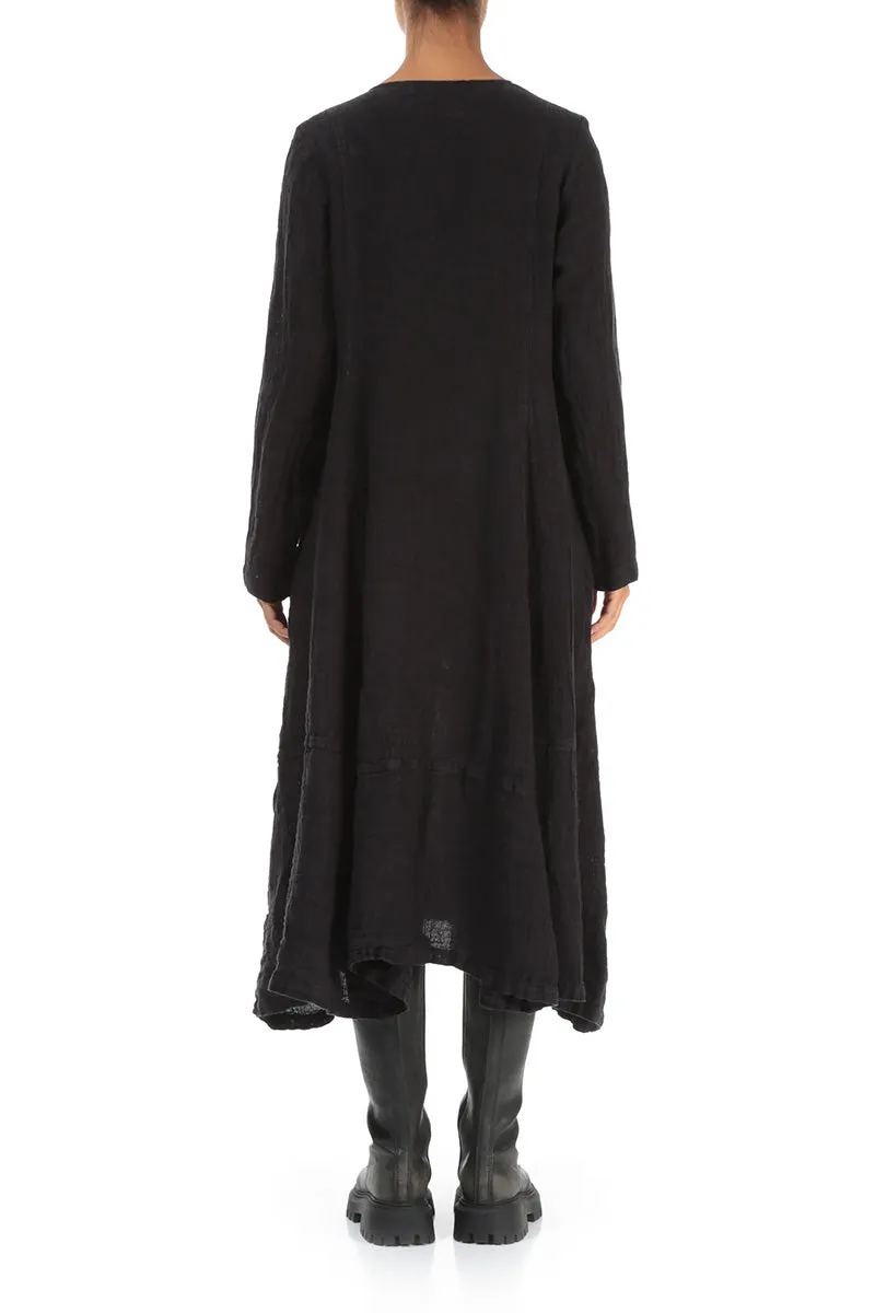 Side Buttons Vintage Violet Mélange Linen Dress