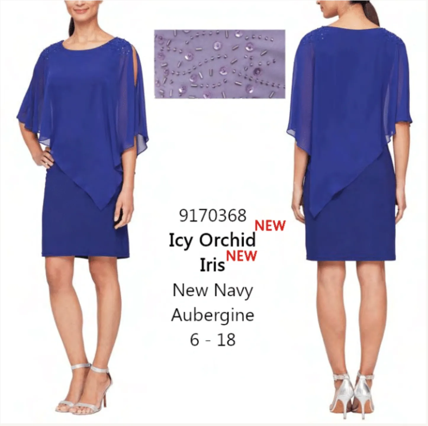 SLNY Sleeveless Dress with Attached Chiffon Cape