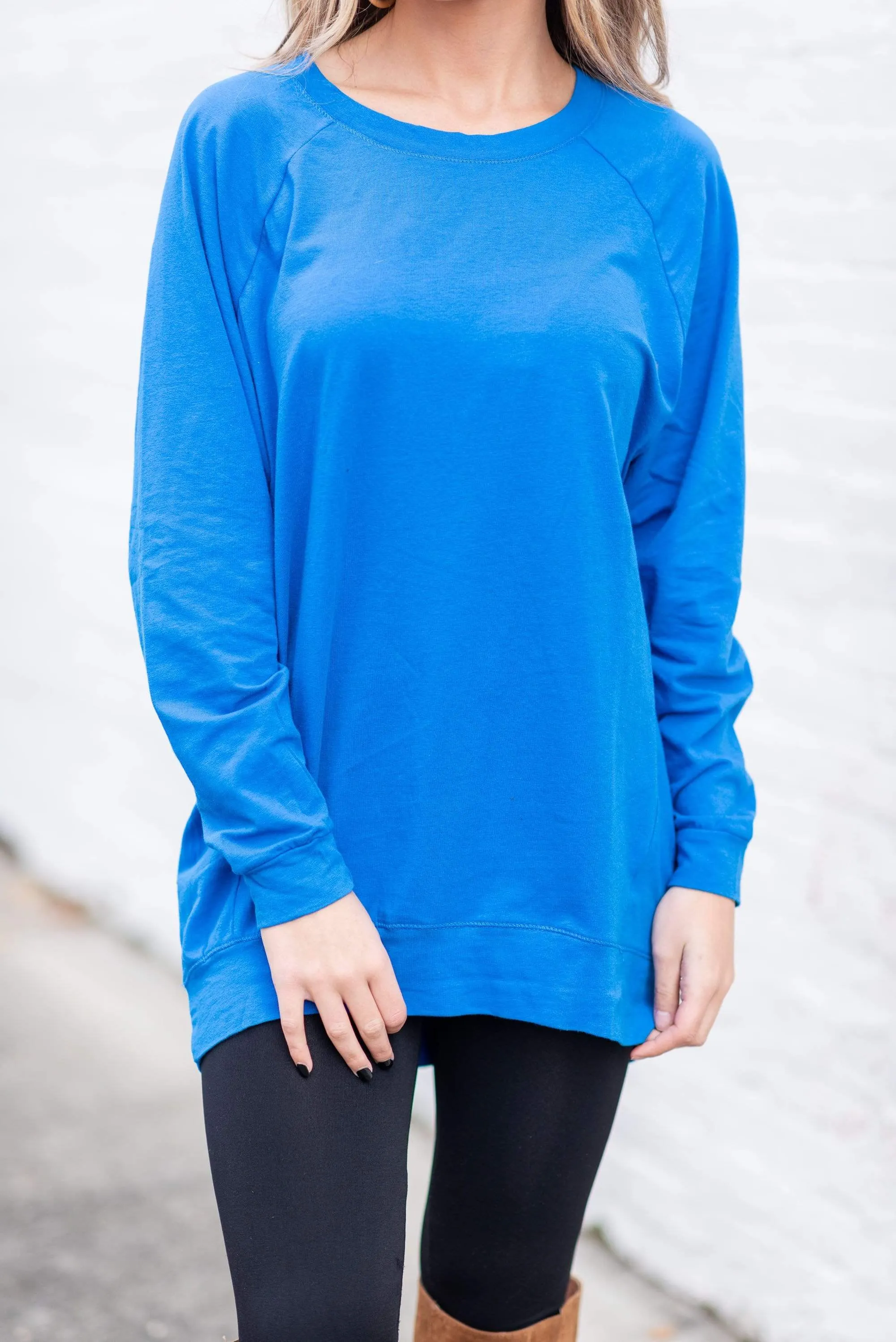 Slouchy Dolman Cobalt Blue Long Sleeve Tunic