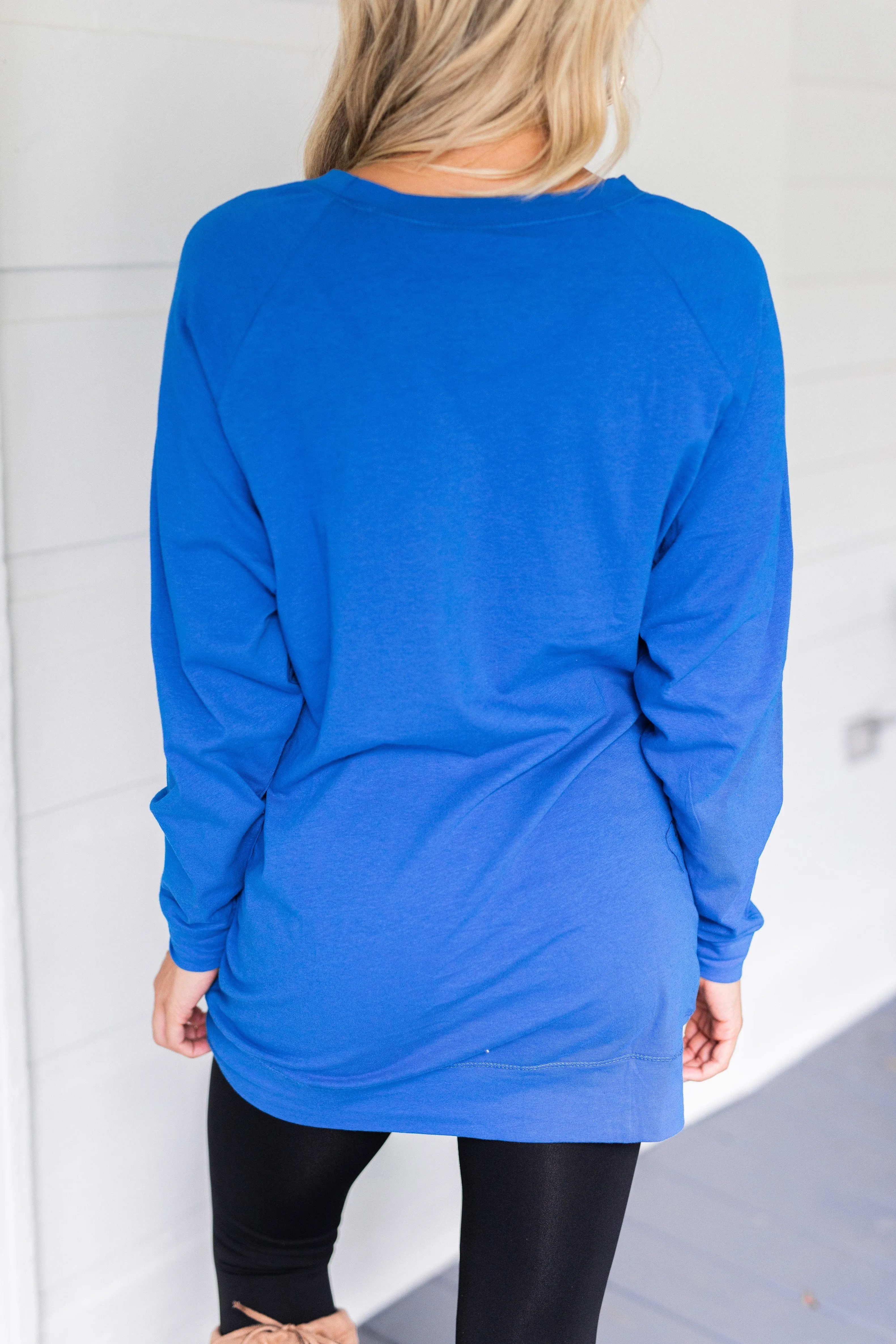 Slouchy Dolman Cobalt Blue Long Sleeve Tunic