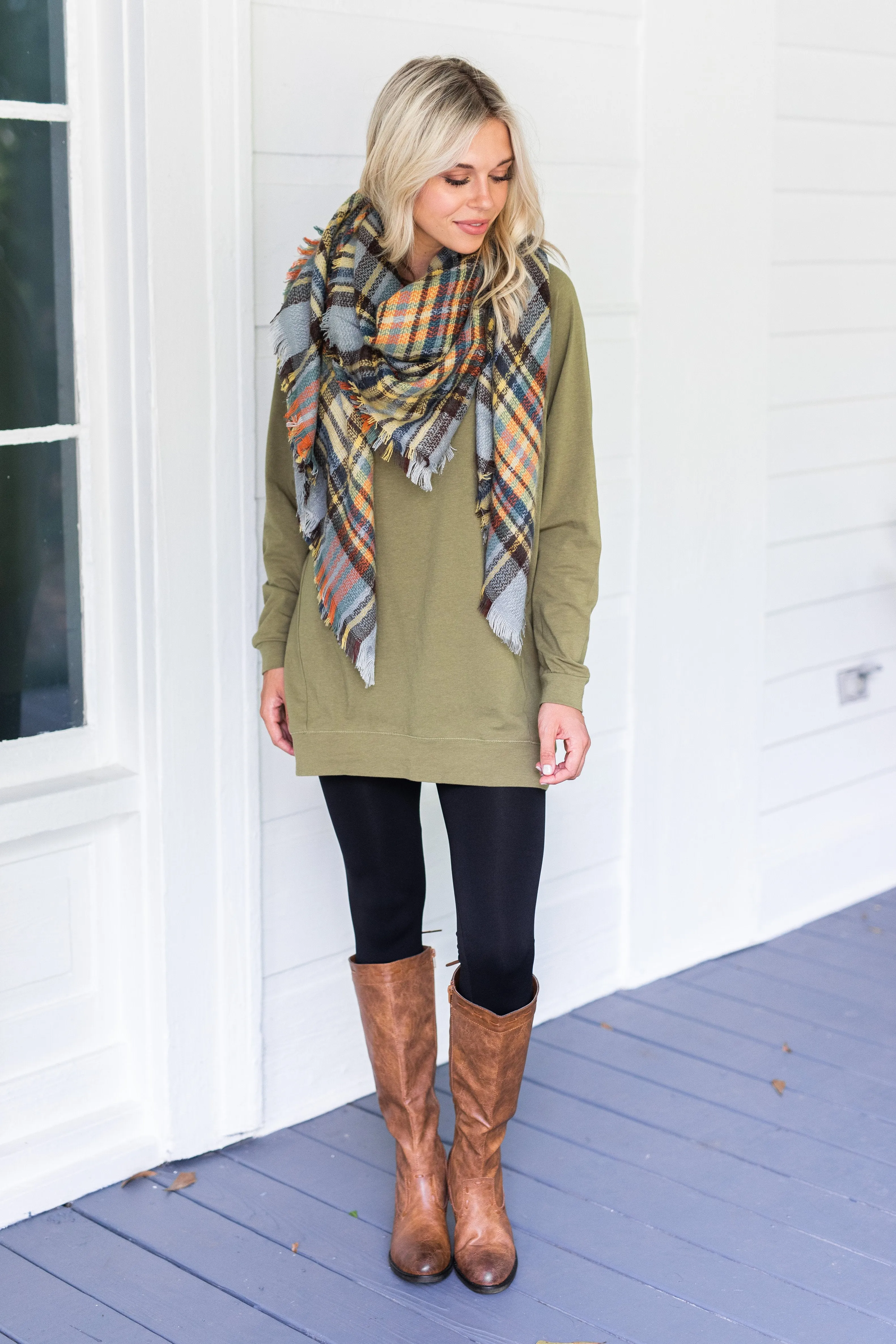Slouchy Dolman Olive Green Long Sleeve Tunic