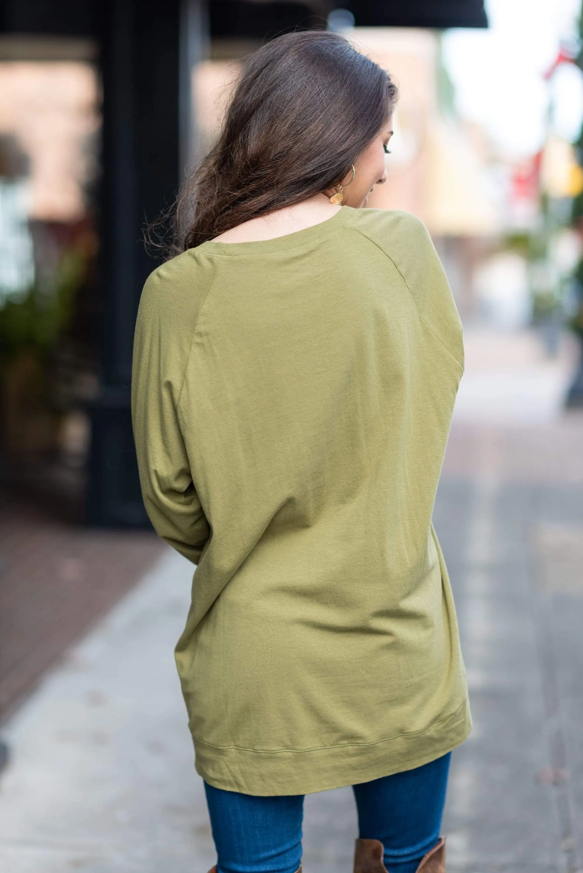 Slouchy Dolman Olive Green Long Sleeve Tunic