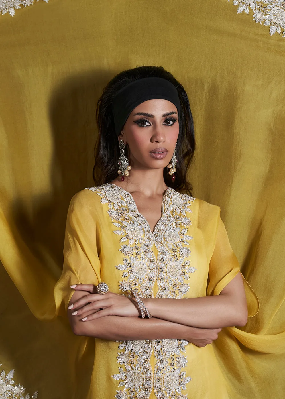 Sohar Embroidered Cape & Draped Skirt Set