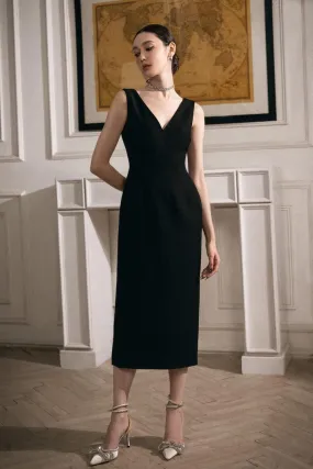 Sophia Sheath V-Neck Polyester Midi Dress