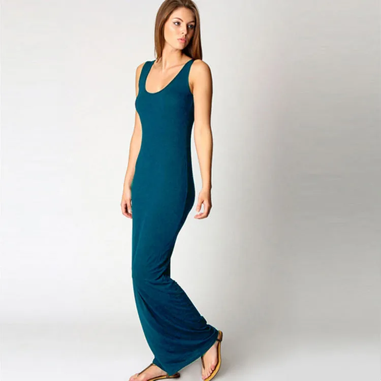 Summer Casual Women Clothing Sexy Vest Maxi Dress Sleeveless Slim Dress