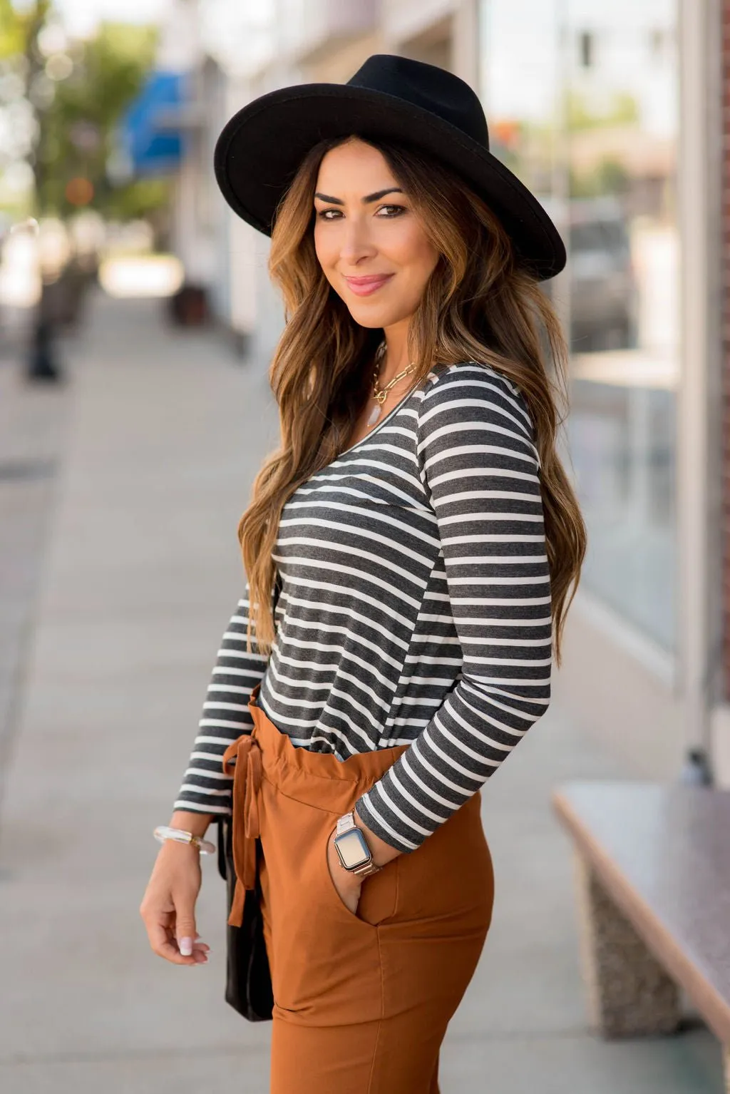 Thin Striped Long Sleeve Tee
