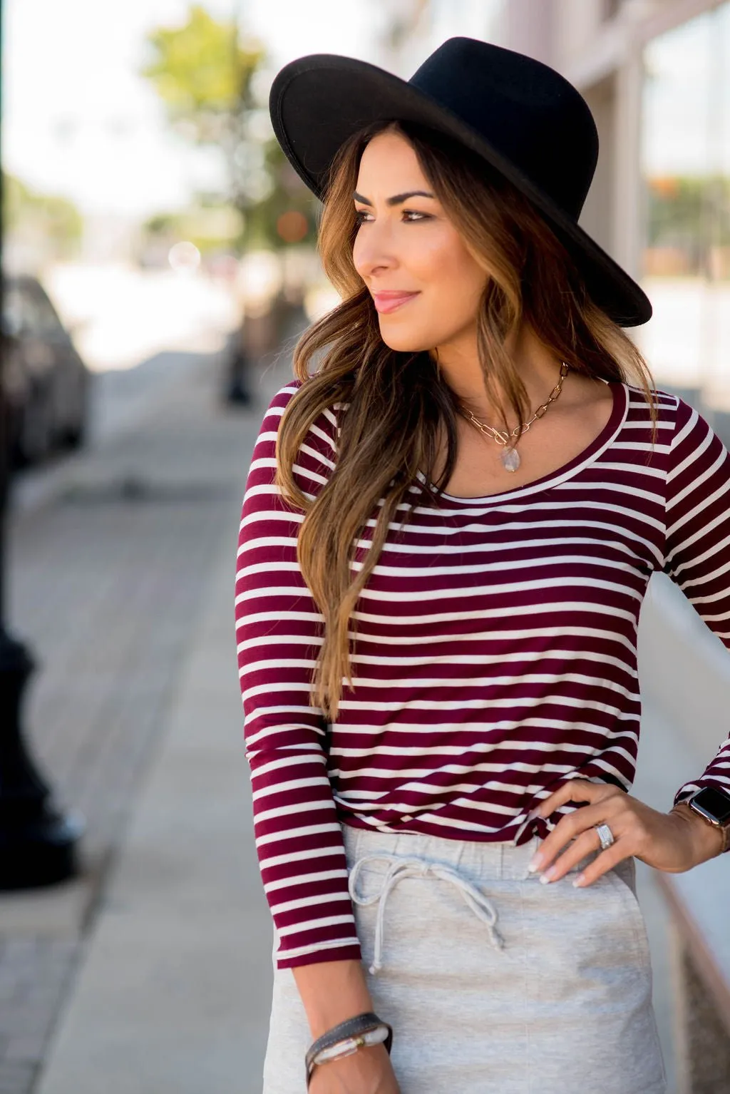 Thin Striped Long Sleeve Tee