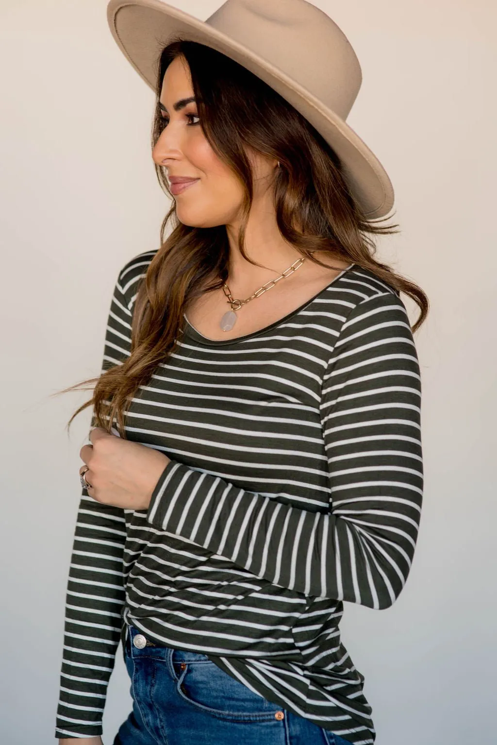 Thin Striped Long Sleeve Tee