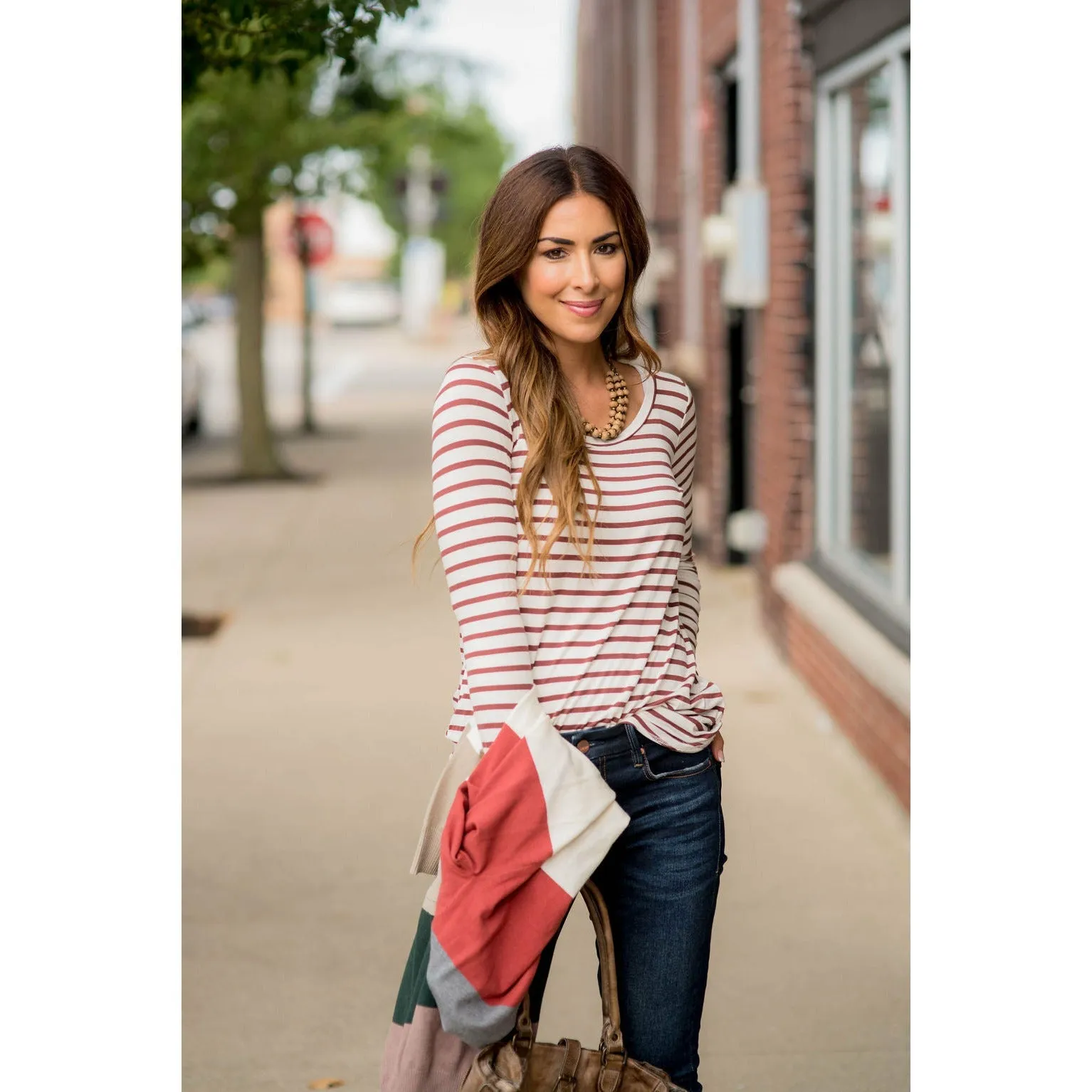 Thin Striped Long Sleeve Tee