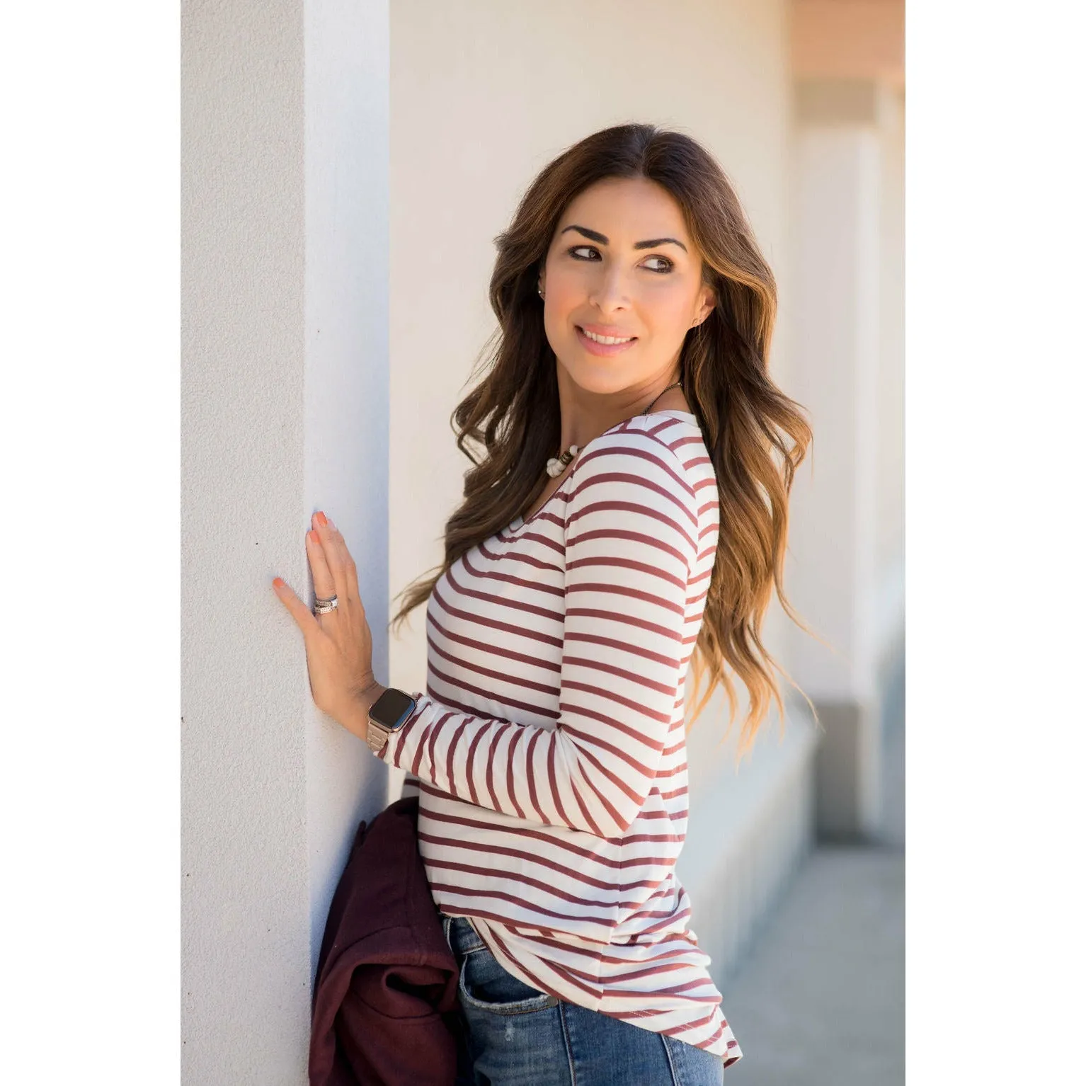 Thin Striped Long Sleeve Tee