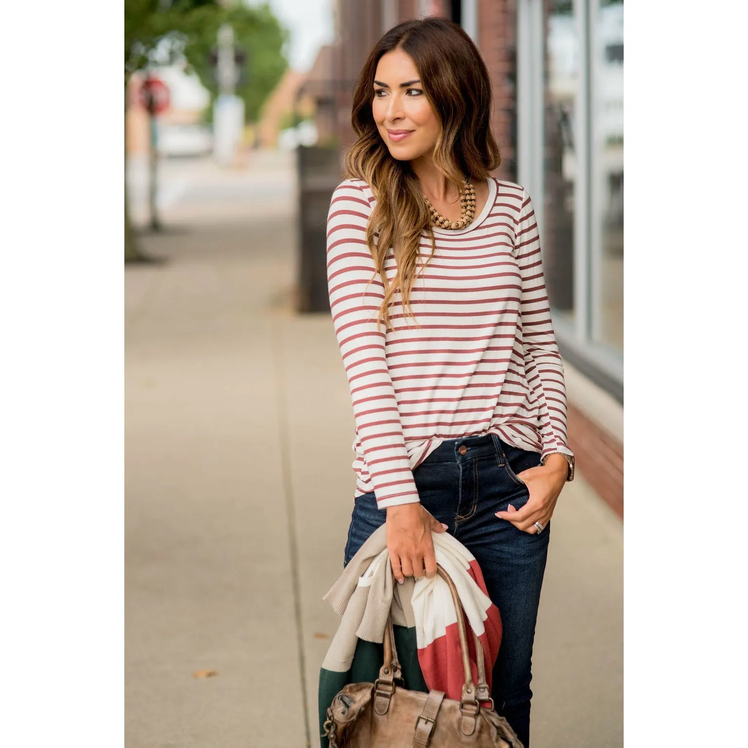 Thin Striped Long Sleeve Tee