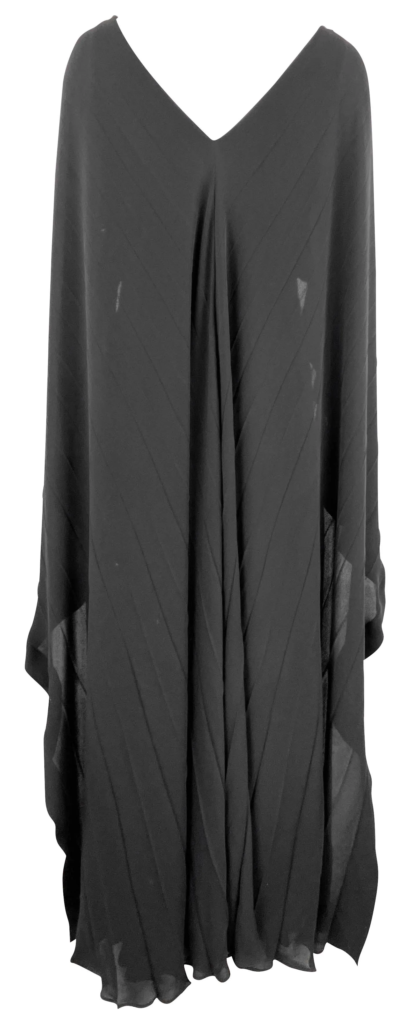 Valentino Pleated Silk-Georgette Gown in Black