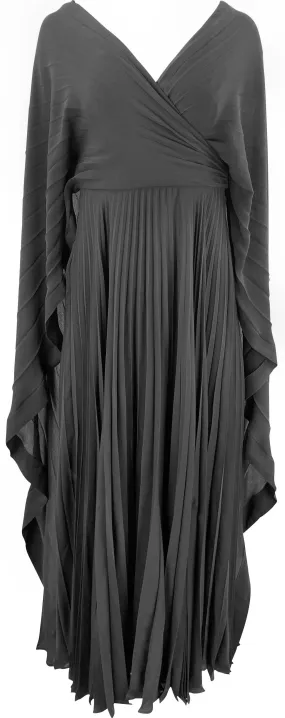 Valentino Pleated Silk-Georgette Gown in Black