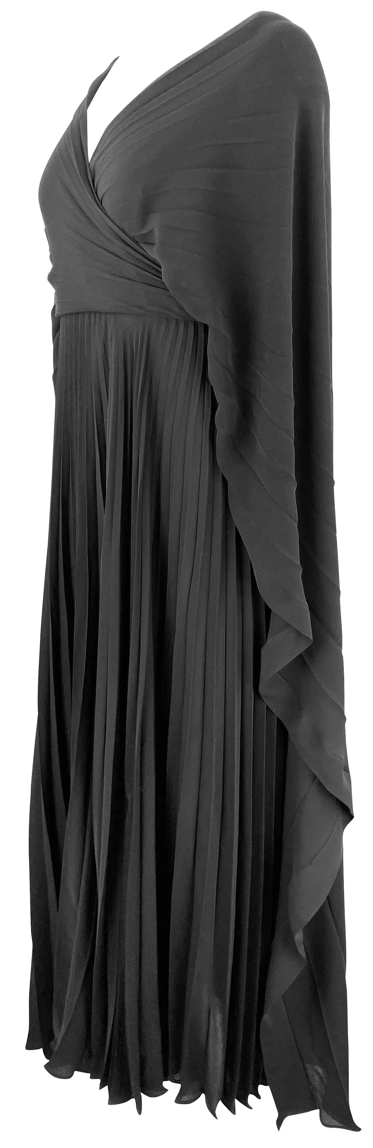 Valentino Pleated Silk-Georgette Gown in Black