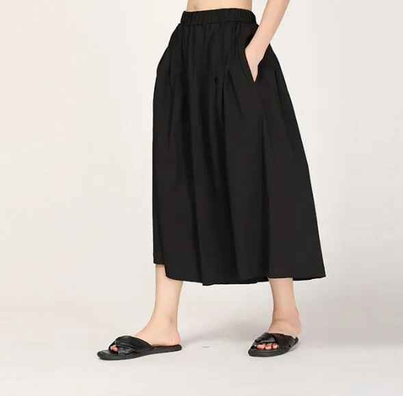 Wide Legs Black Summer Women Casual Harem Pants HD971319