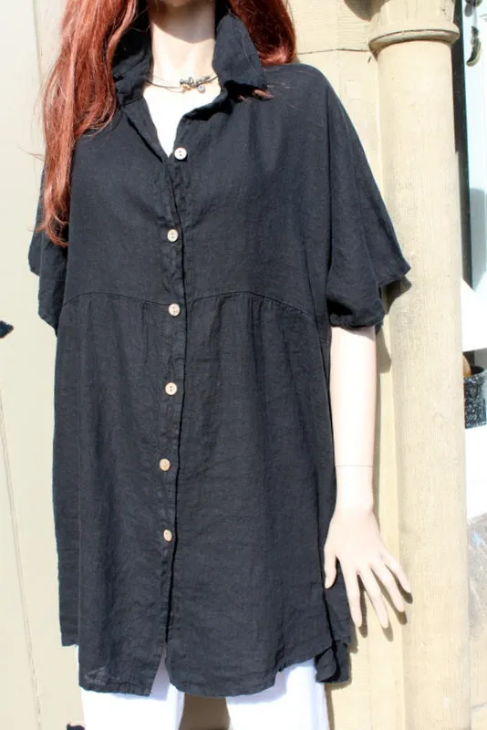 Womens Italian Linen Button-Through Long Tunic (was £36)