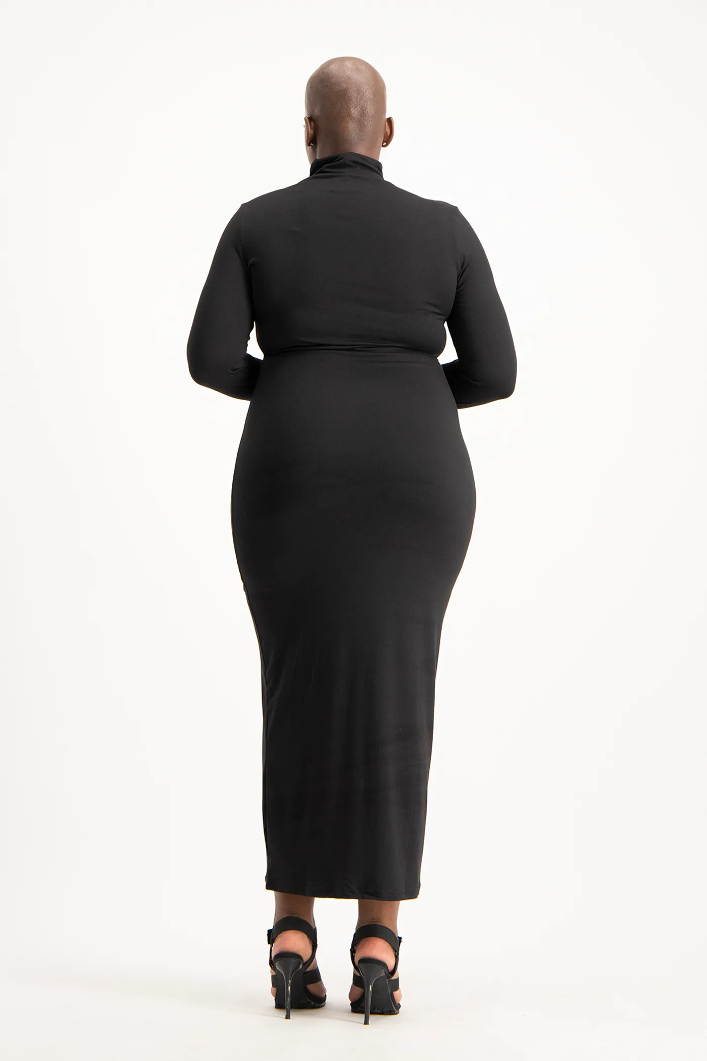 Yolanda Poloneck Bodycon Dress - Black
