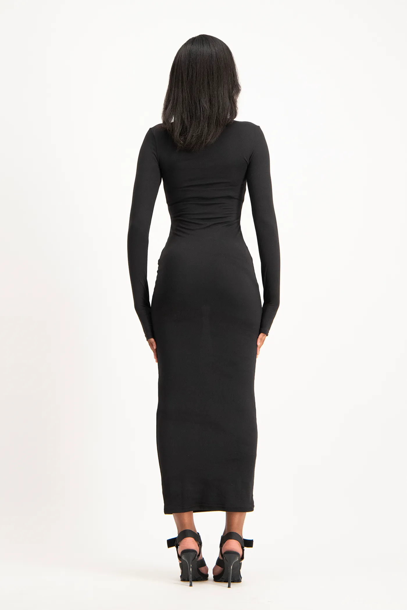 Yolanda Poloneck Bodycon Dress - Black
