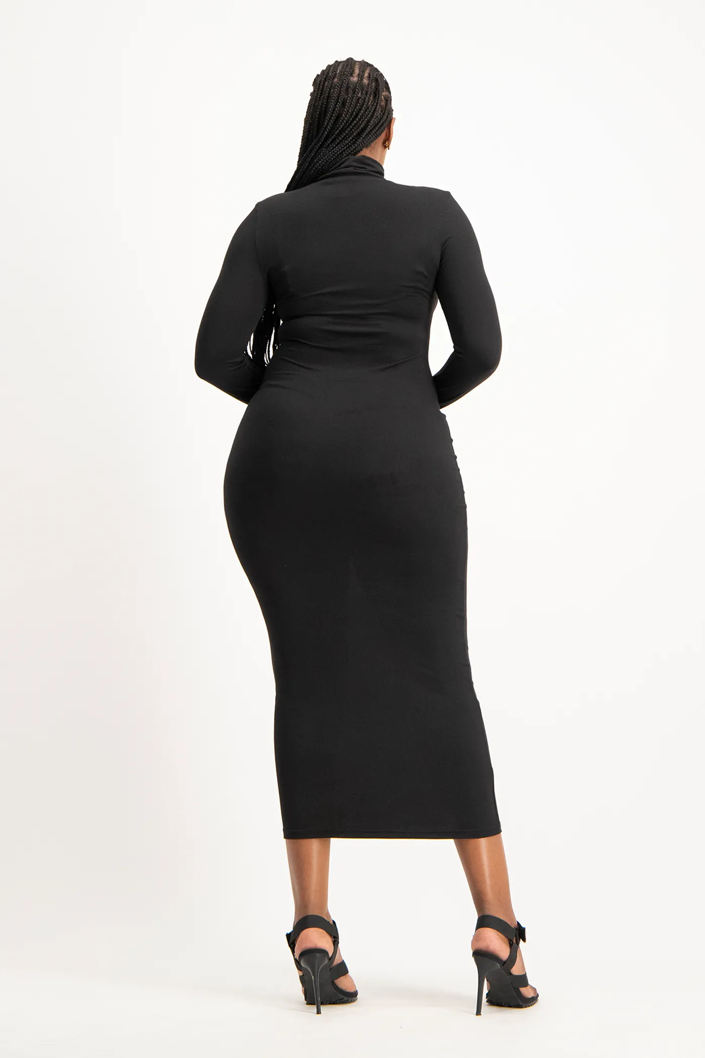 Yolanda Poloneck Bodycon Dress - Black